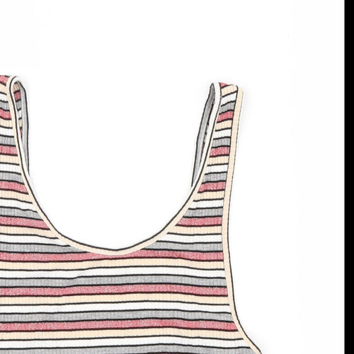 Topshop Womens Pink Striped  Cropped T-Shirt Size 12
