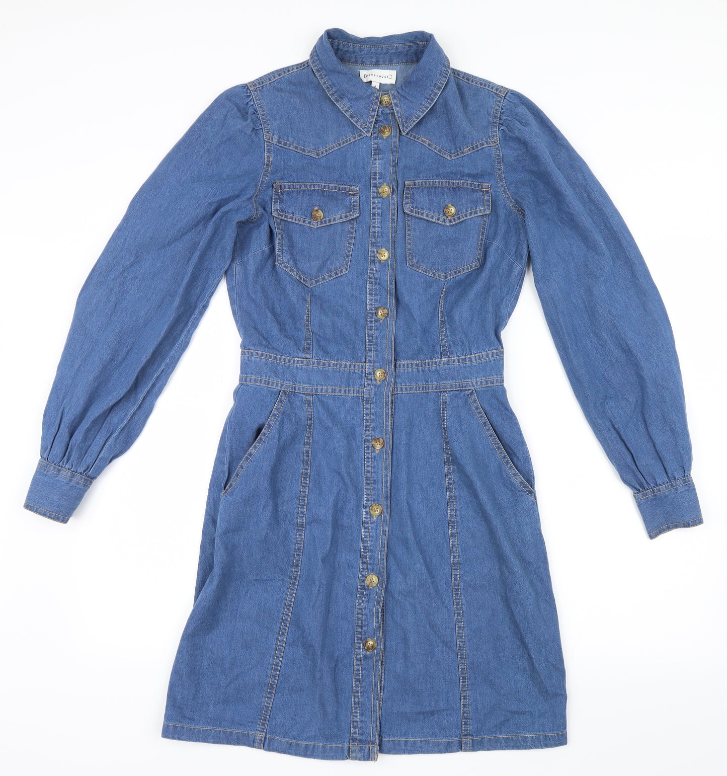 Warehouse Womens Blue  Denim Shirt Dress  Size 8