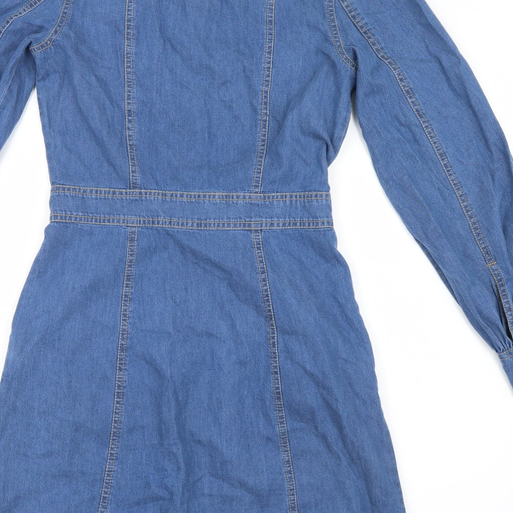 Warehouse Womens Blue  Denim Shirt Dress  Size 8