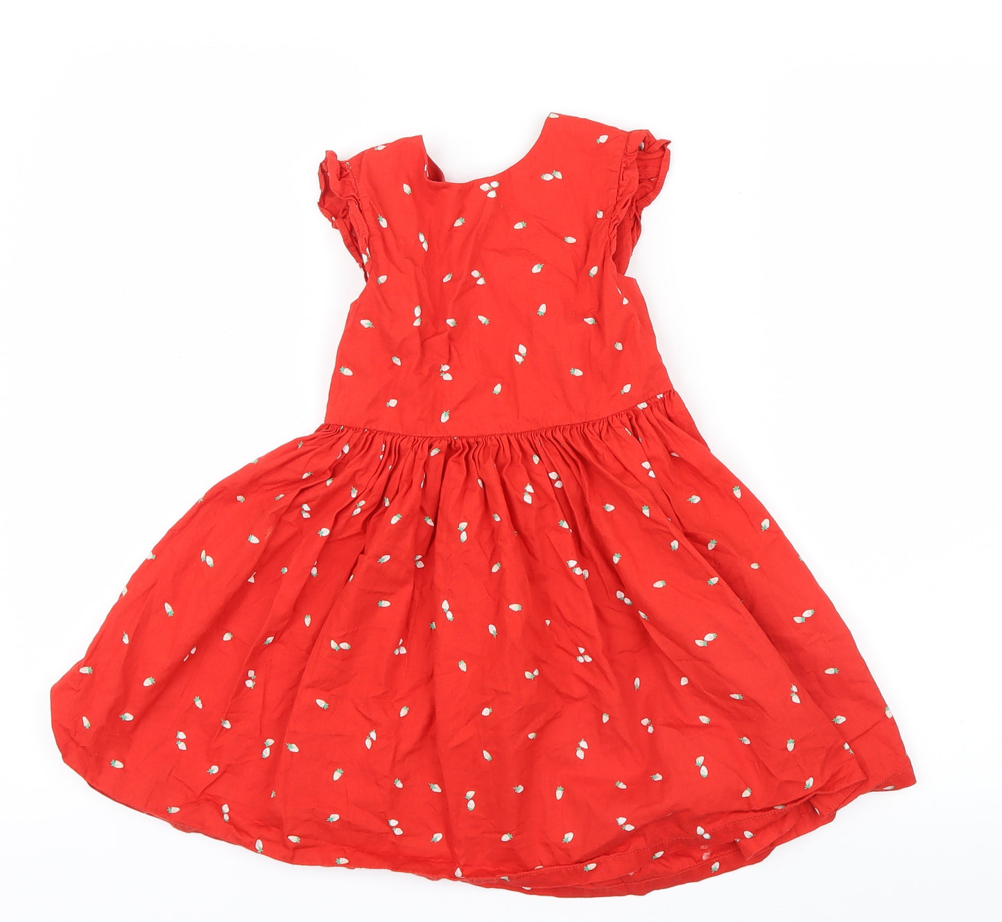 Mothercare Girls Red Geometric  Shirt Dress  Size 5-6 Years