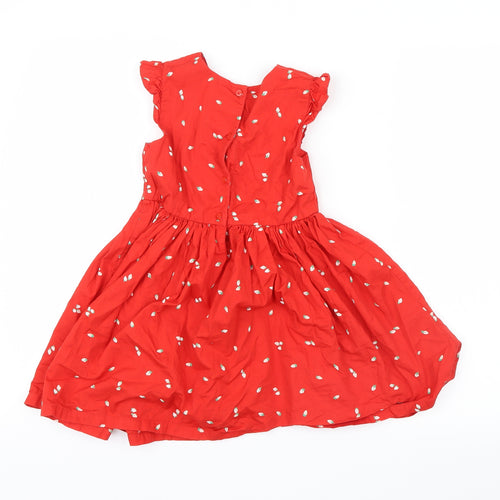 Mothercare Girls Red Geometric  Shirt Dress  Size 5-6 Years
