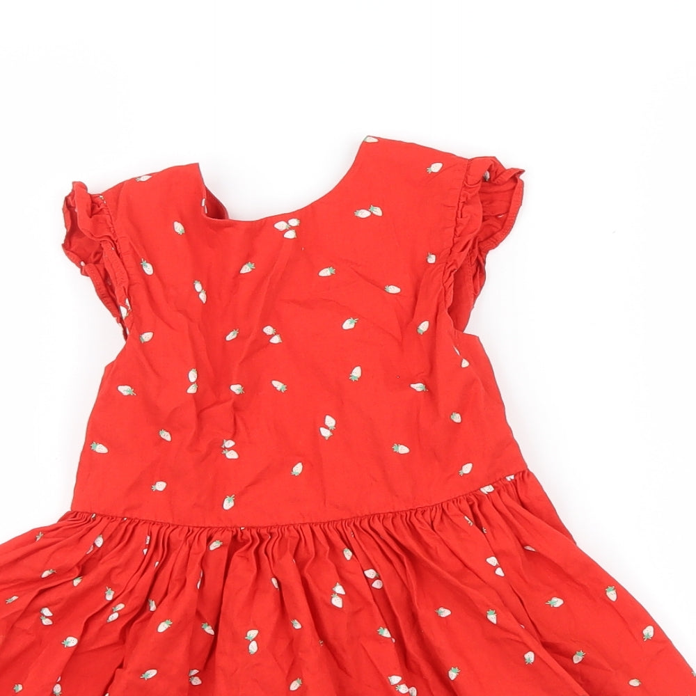 Mothercare Girls Red Geometric  Shirt Dress  Size 5-6 Years