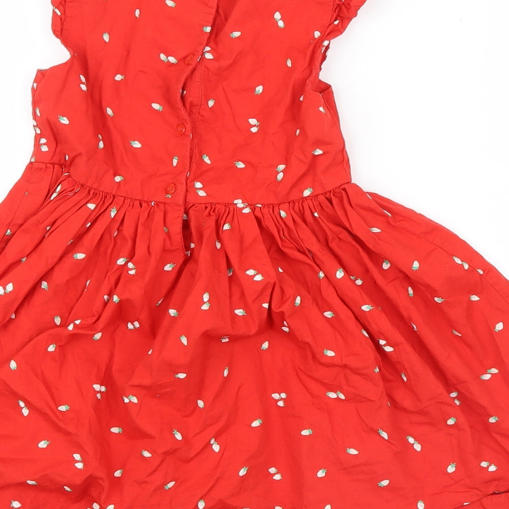Mothercare Girls Red Geometric  Shirt Dress  Size 5-6 Years