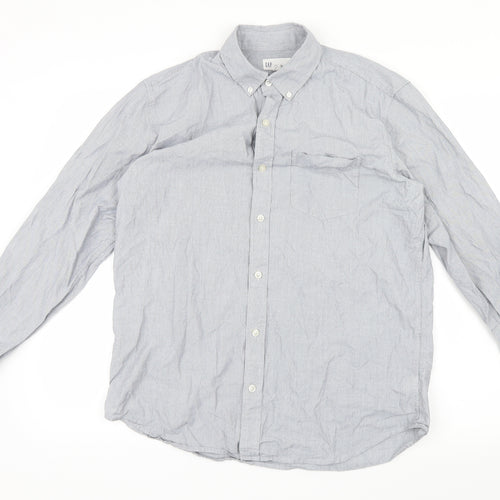 Gap Mens Grey Striped   Button-Up Size M