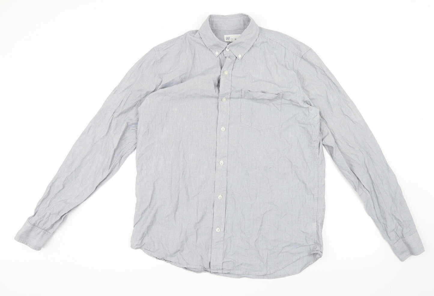 Gap Mens Grey Striped   Button-Up Size M