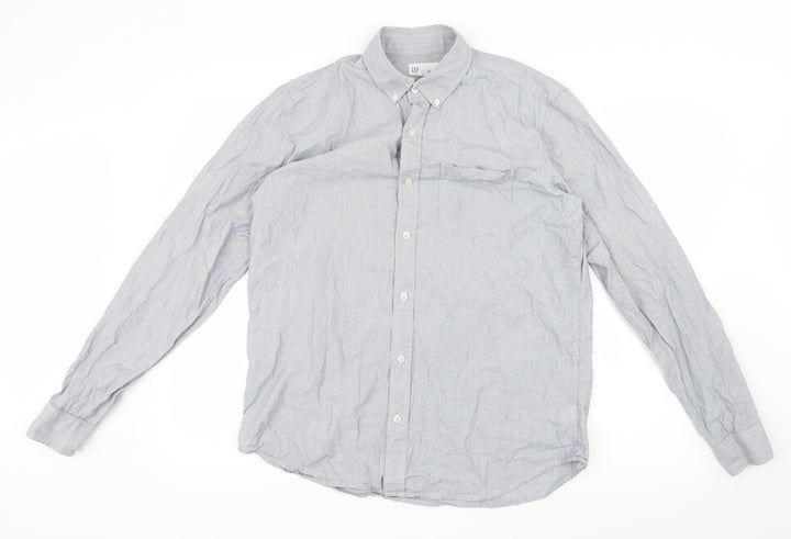 Gap Mens Grey Striped   Button-Up Size M