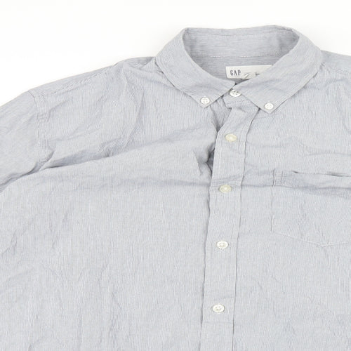 Gap Mens Grey Striped   Button-Up Size M
