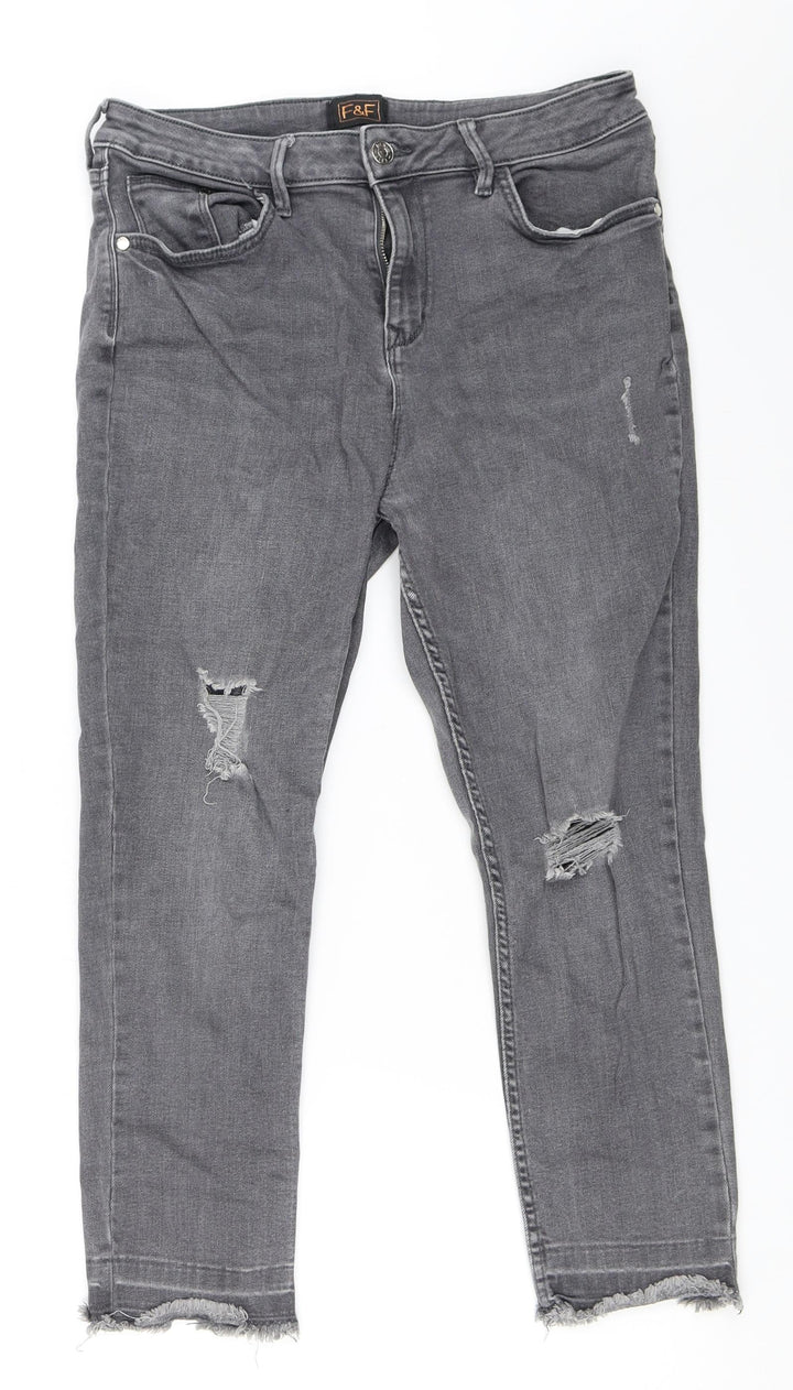 F&F Womens Grey Denim Skinny Jeans Size 12 L22 in