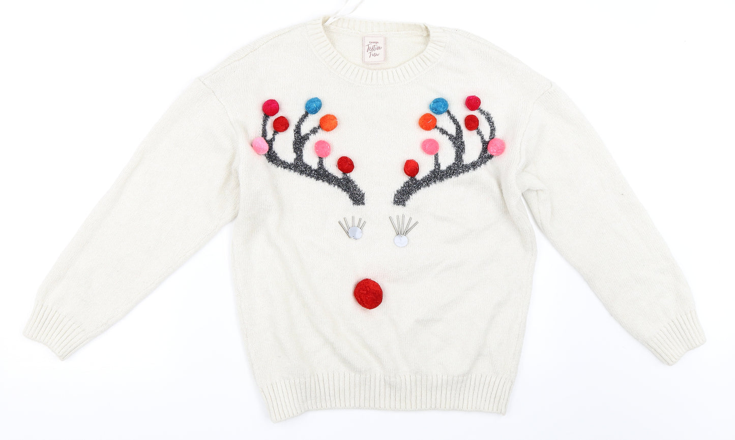 George Womens Ivory   Pullover Jumper Size 12  - Christmas jumper