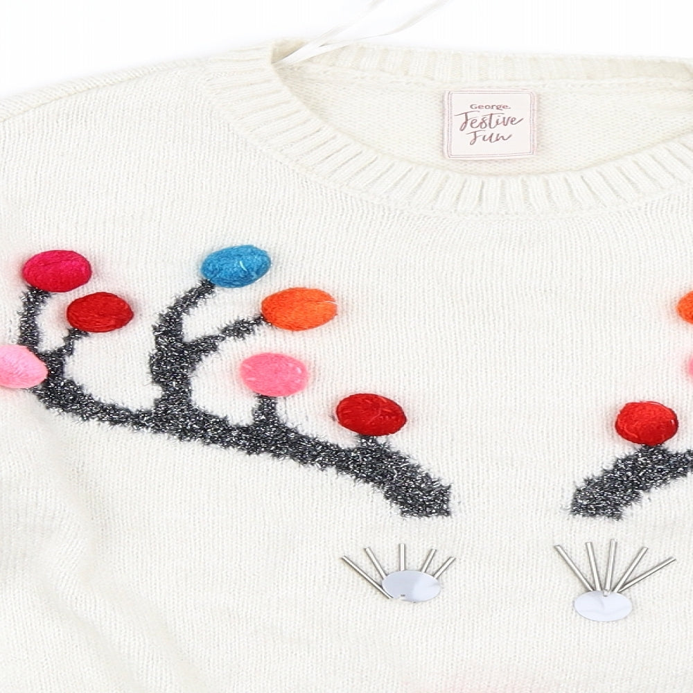 George Womens Ivory   Pullover Jumper Size 12  - Christmas jumper