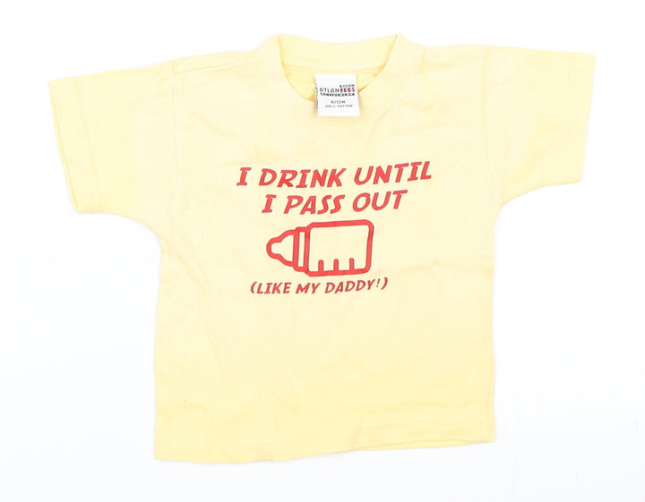 Atlantees Boys Yellow   Basic T-Shirt Size 6-9 Months