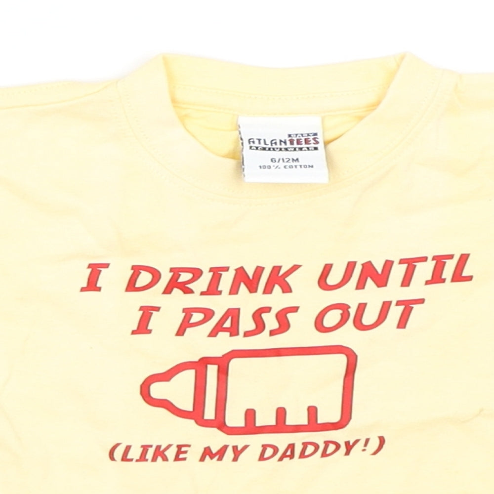 Atlantees Boys Yellow   Basic T-Shirt Size 6-9 Months