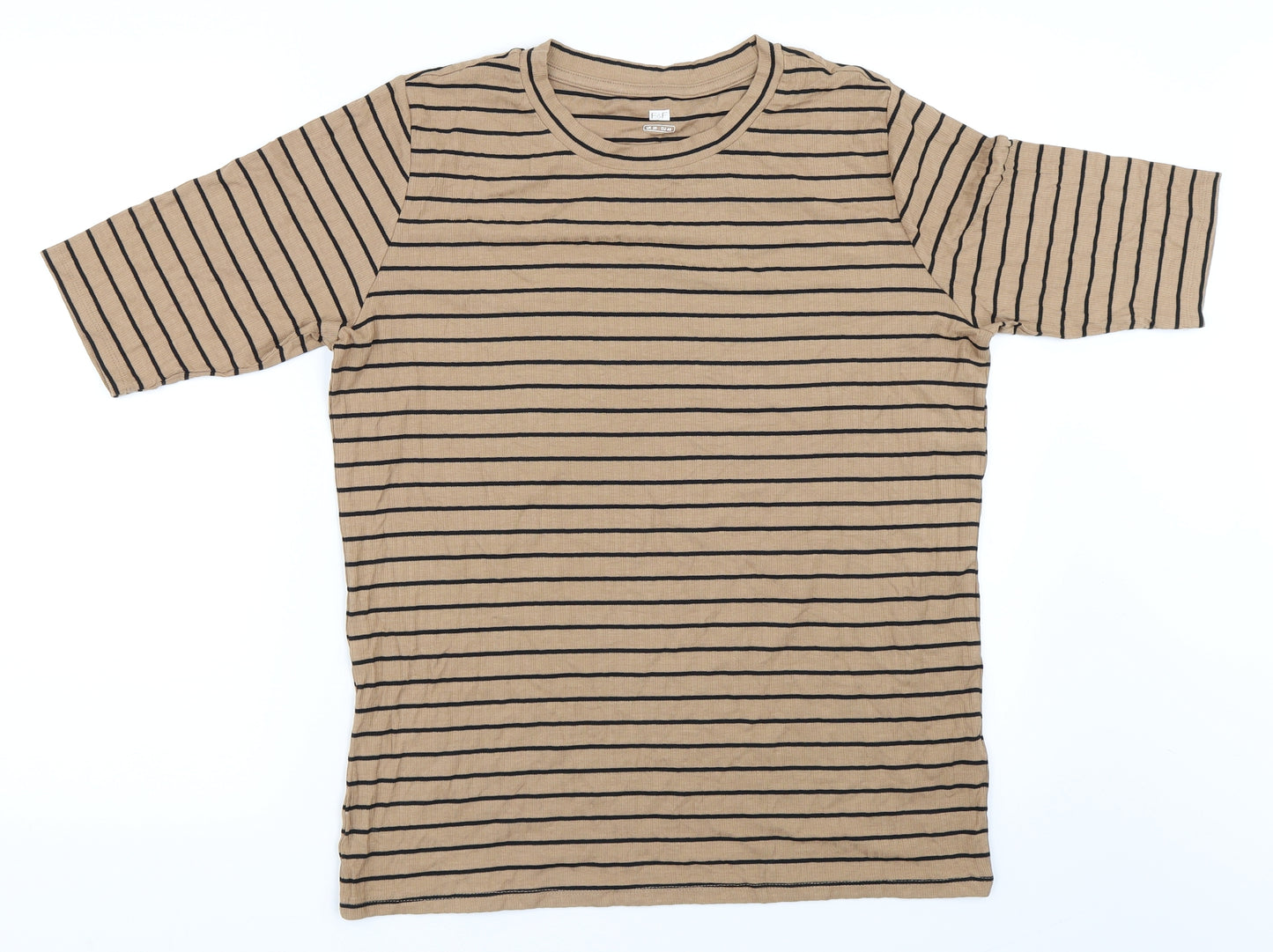 F&F Womens Beige Striped  Basic T-Shirt Size 20