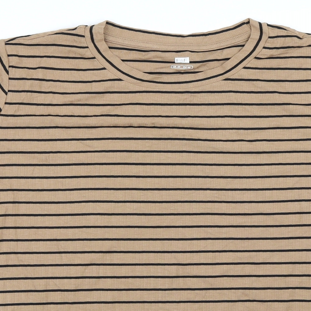 F&F Womens Beige Striped  Basic T-Shirt Size 20