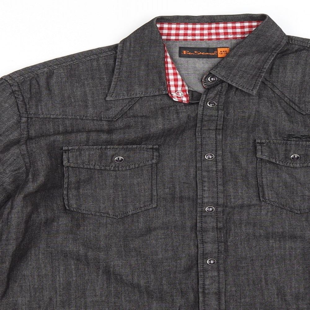 Ben Sherman Boys Black  Denim Basic Button-Up Size 12-13 Years