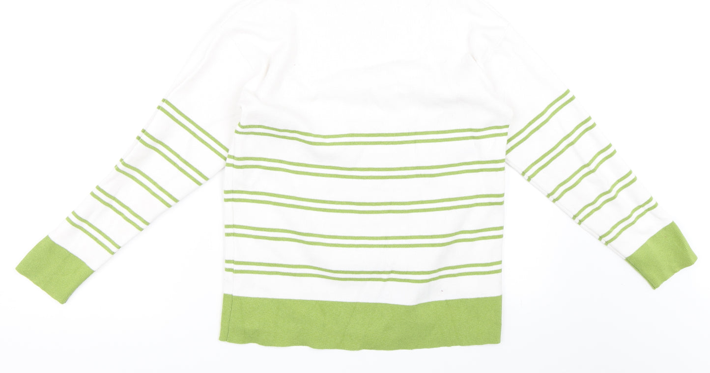 Sweewe Womens Green Striped  Pullover Jumper Size M