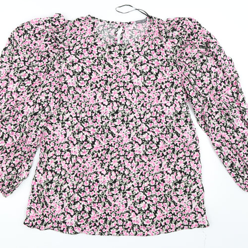 Papaya Womens Pink Floral  Basic Blouse Size 12