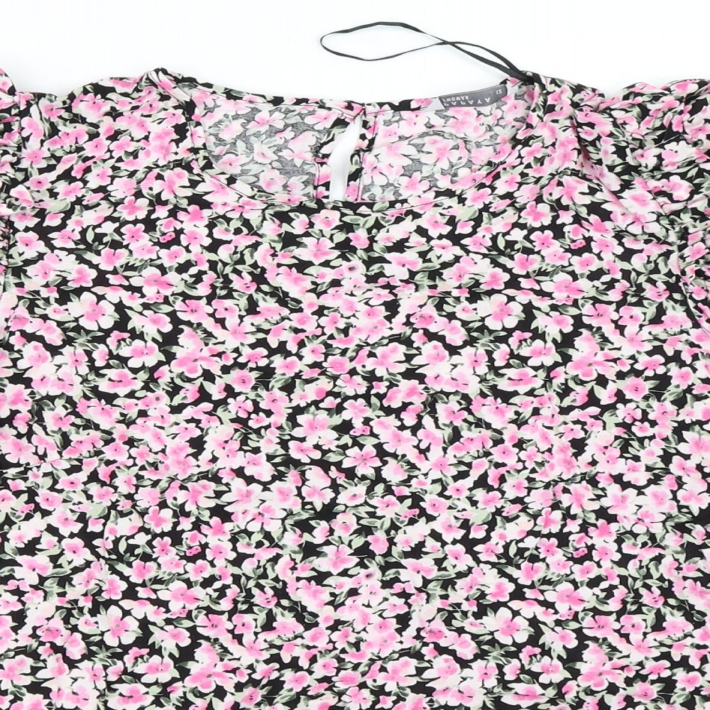 Papaya Womens Pink Floral  Basic Blouse Size 12