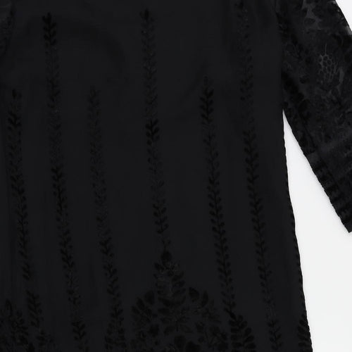 m&s Womens Black Floral  Fit & Flare  Size 8