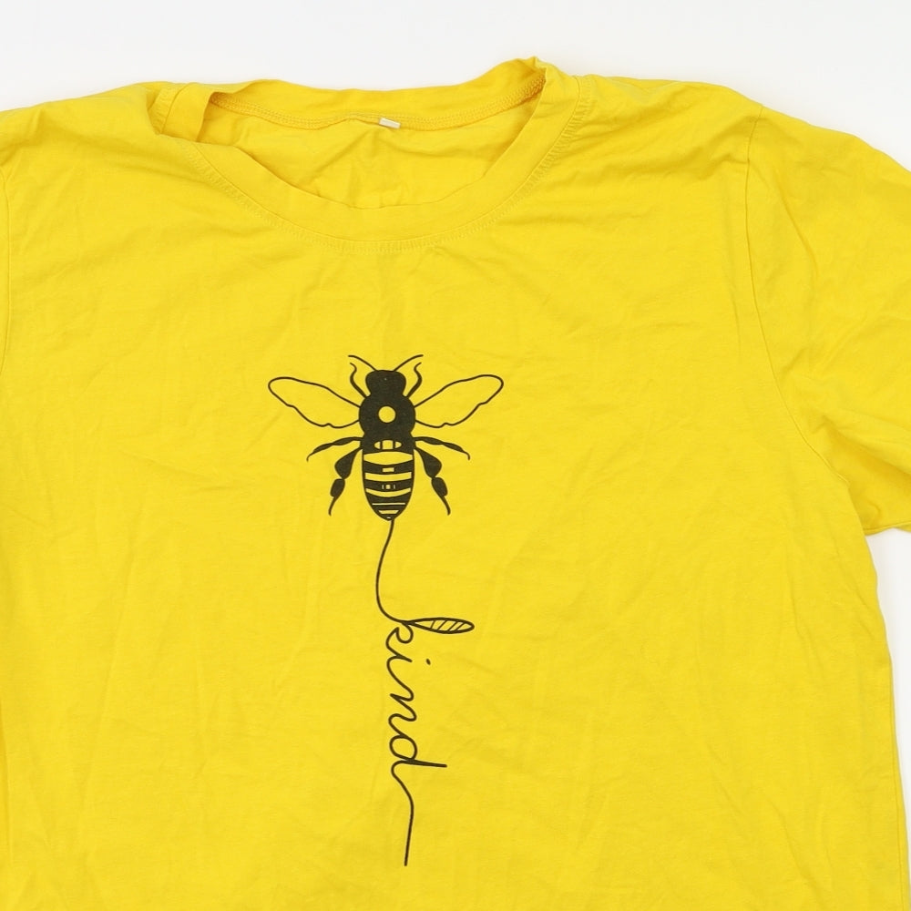 Preworn Womens Yellow Animal Print  Basic T-Shirt Size XL