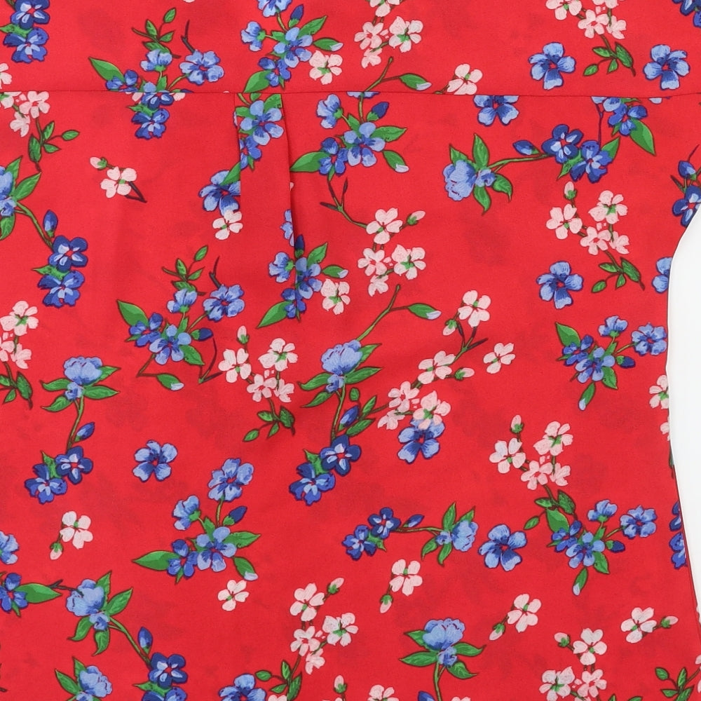 Papaya Womens Red Floral  Basic Blouse Size 12