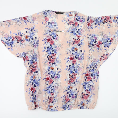 George Womens Pink Floral  Basic Blouse Size 12