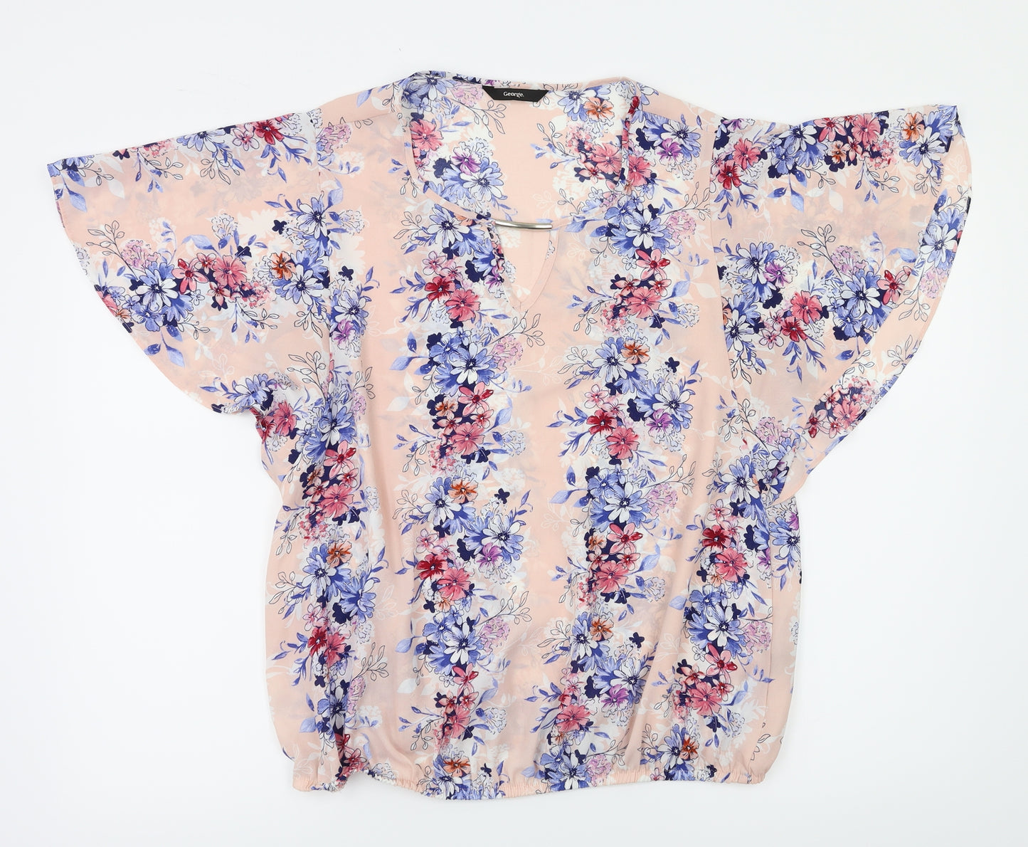 George Womens Pink Floral  Basic Blouse Size 12