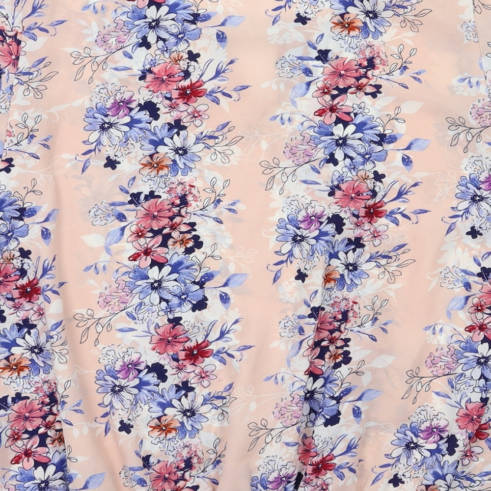 George Womens Pink Floral  Basic Blouse Size 12