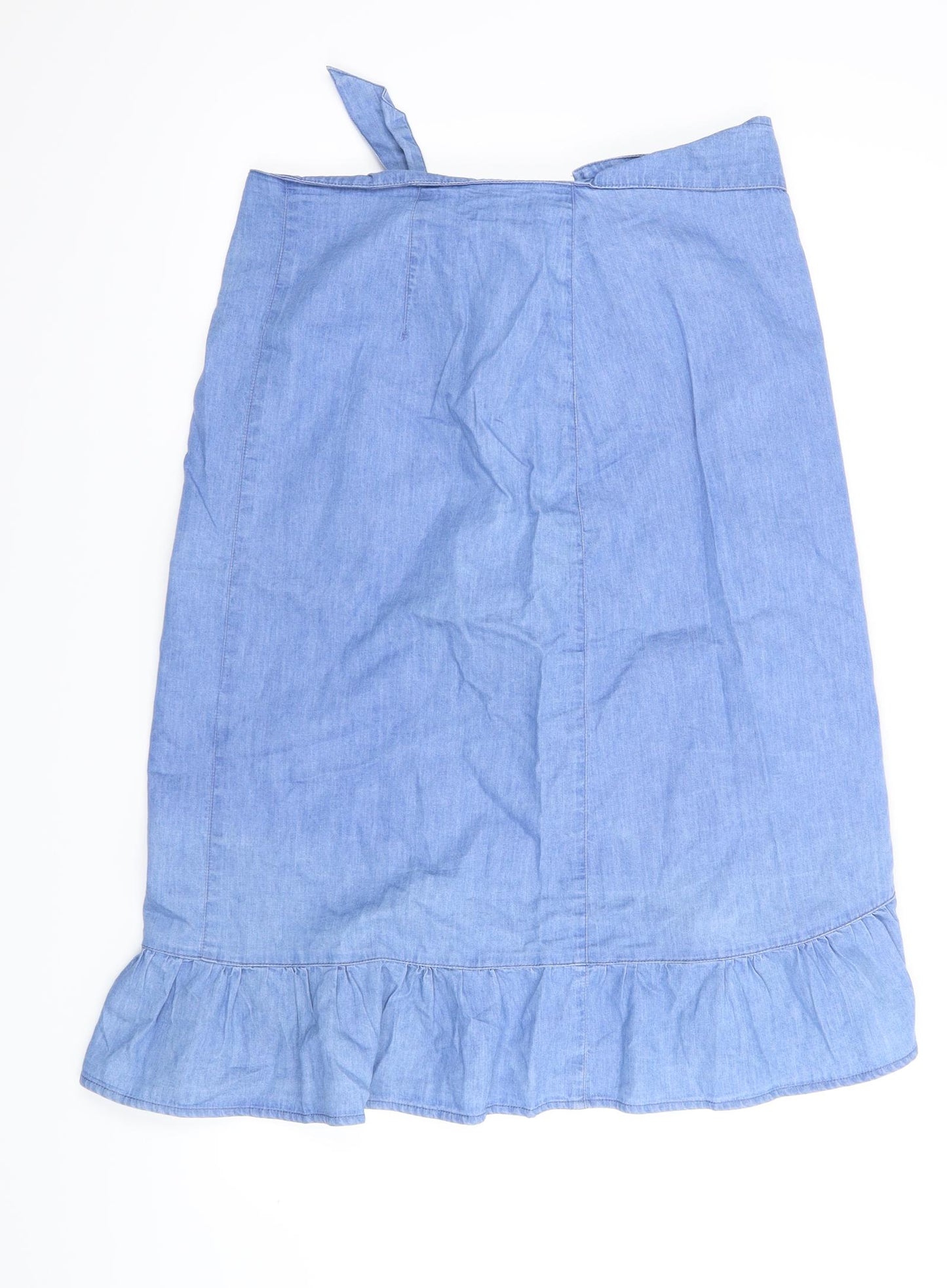 Warehouse Womens Blue  Denim Wrap Skirt Size 14