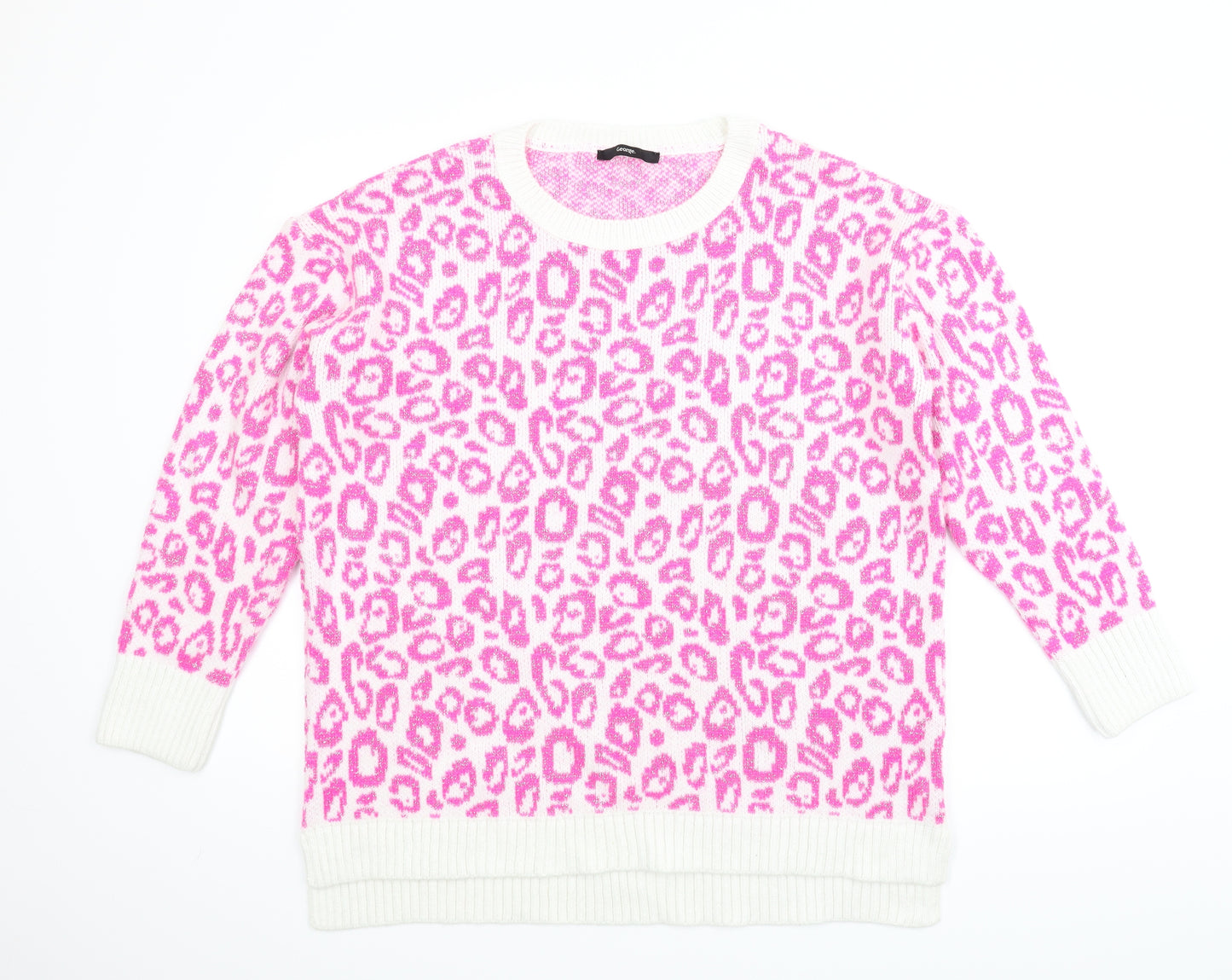George Womens Pink Animal Print  Pullover Jumper Size 16
