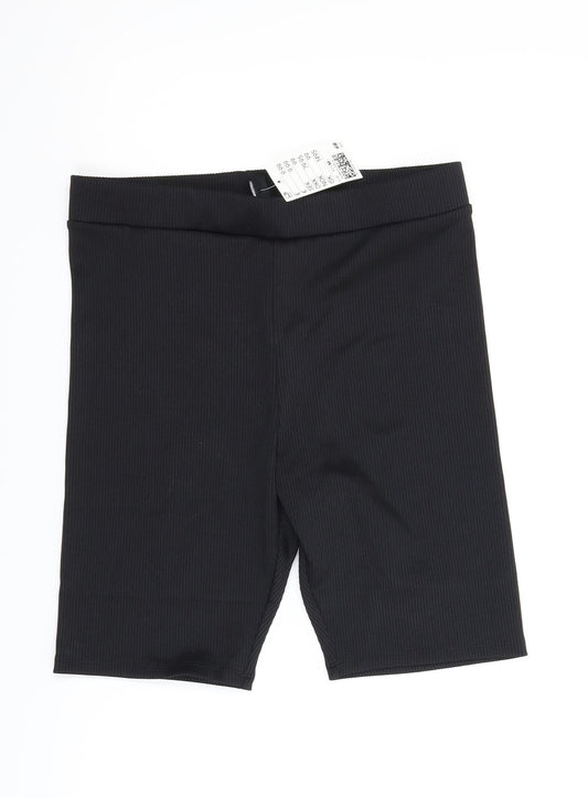 Front view of H&M women’s black bermuda shorts, size M
