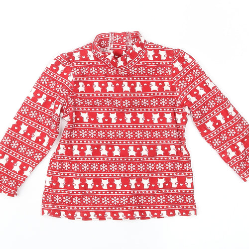 George Girls Red Fair Isle Jersey Basic T-Shirt Size 9-12 Months