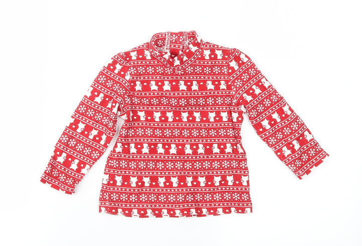 George Girls Red Fair Isle Jersey Basic T-Shirt Size 9-12 Months
