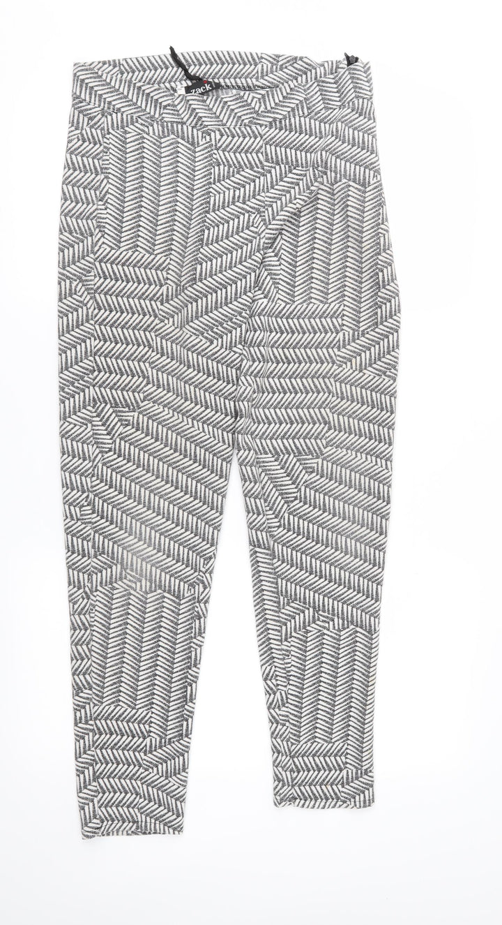Zack Womens Grey Geometric  Trousers  Size 8 L28 in