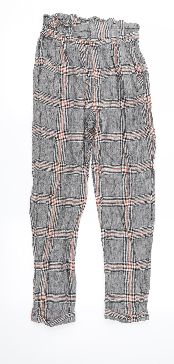 Bershka Womens Grey Check  Trousers  Size S L26 in