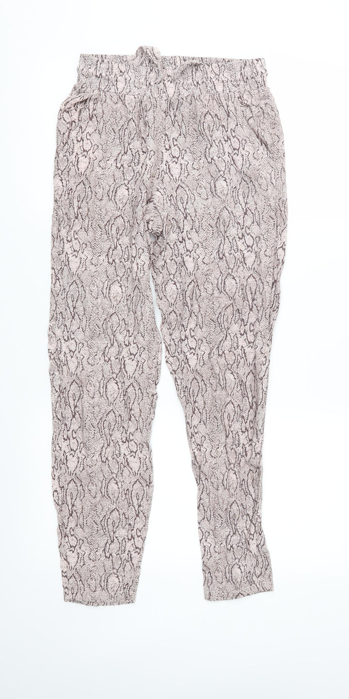 Primark Womens Brown Animal Print  Trousers  Size 4 L28 in