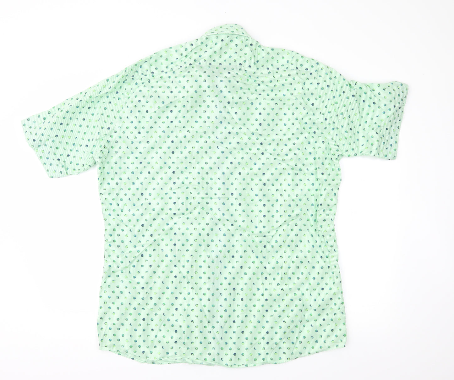 Olymp Mens Green Geometric   Button-Up Size L