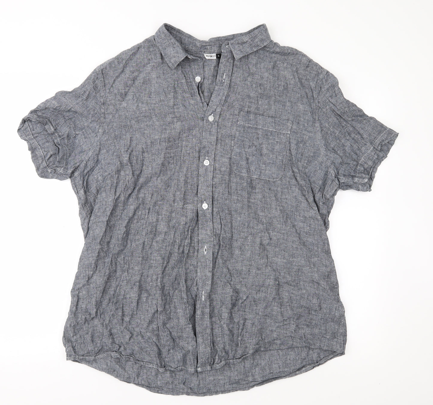 Pep & Co Mens Grey    Button-Up Size XL