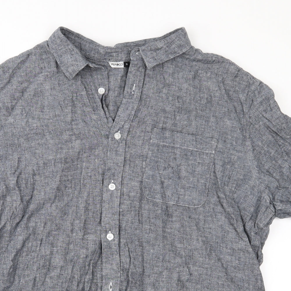 Pep & Co Mens Grey    Button-Up Size XL