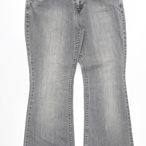 Marks and Spencer Womens Grey  Denim Flared Jeans Size 14 L27 in