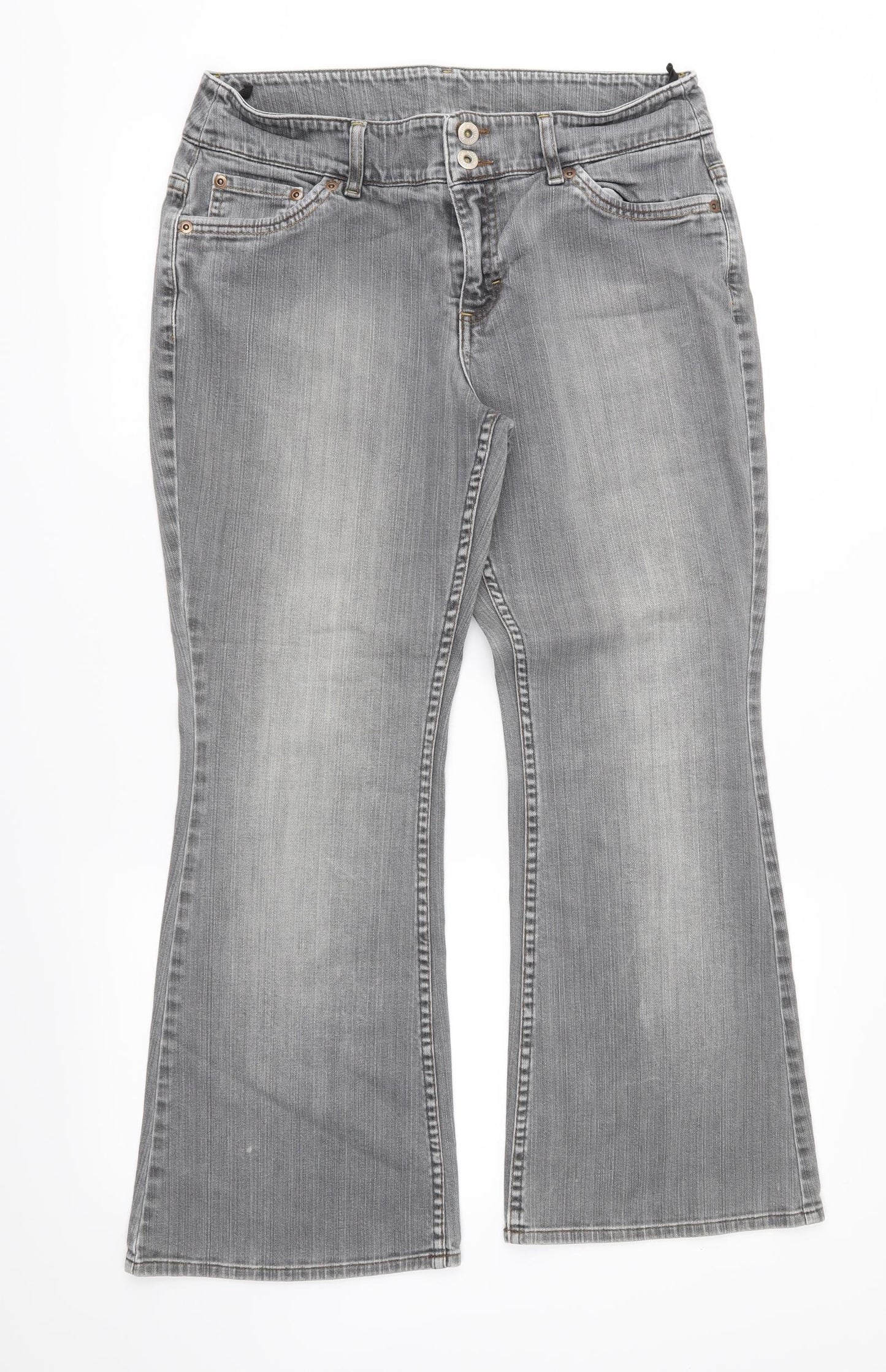 Marks and Spencer Womens Grey  Denim Flared Jeans Size 14 L27 in