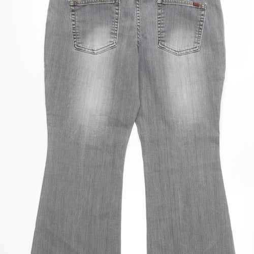 Marks and Spencer Womens Grey  Denim Flared Jeans Size 14 L27 in