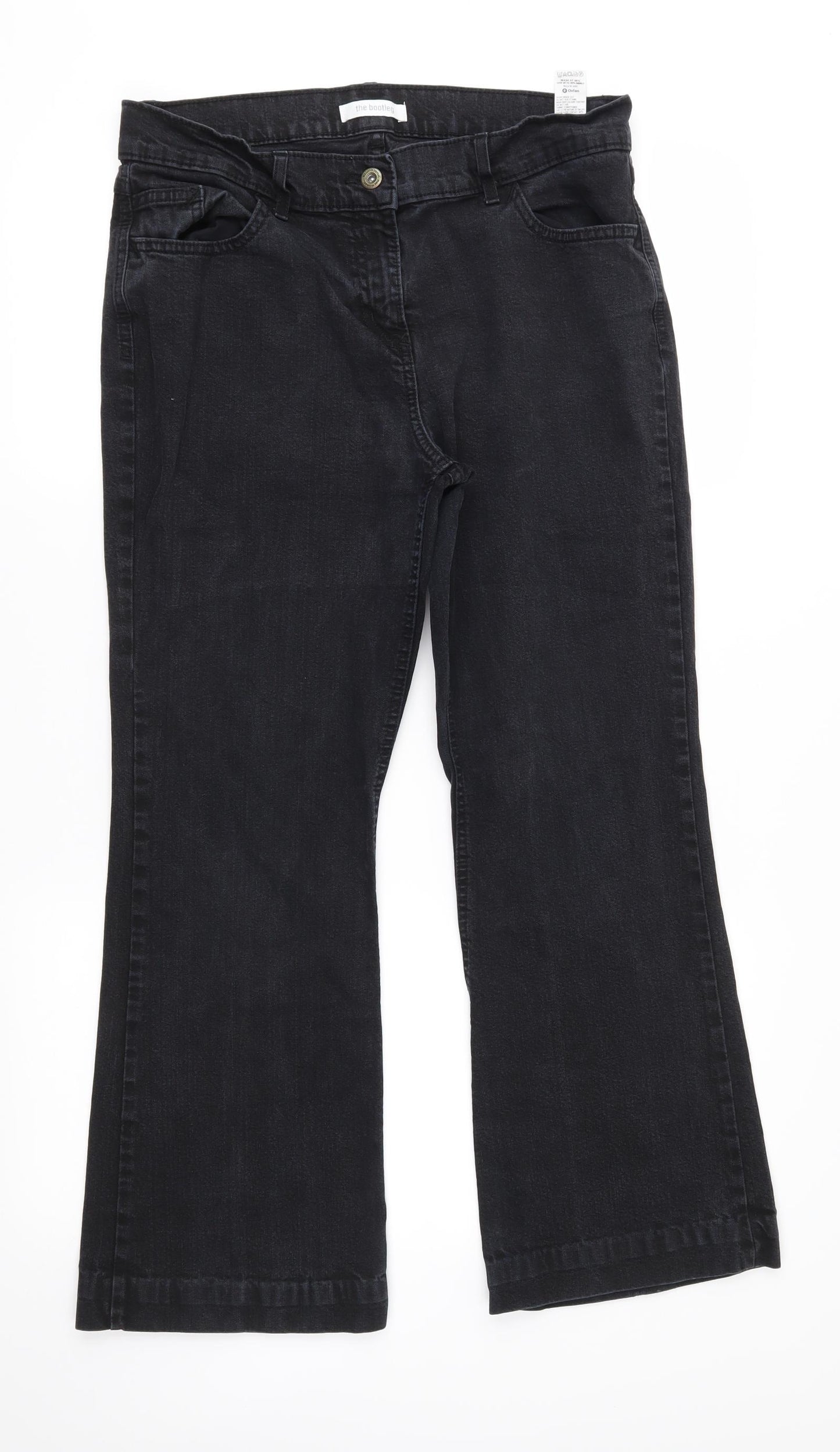 Marks and Spencer Womens Black  Denim Bootcut Jeans Size 14 L27 in