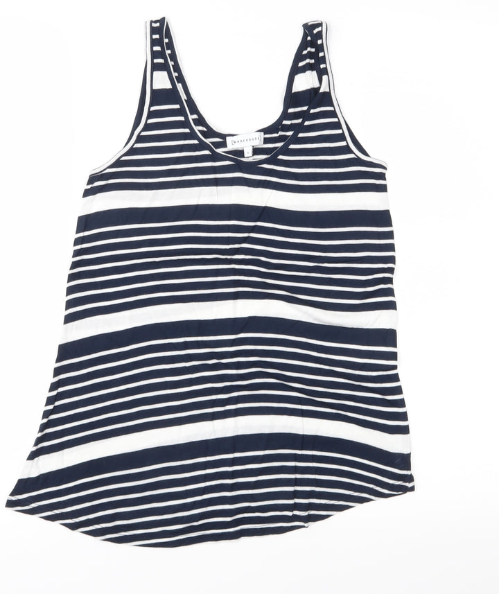 Warehouse Womens Blue Striped Jersey Basic Tank Size 8