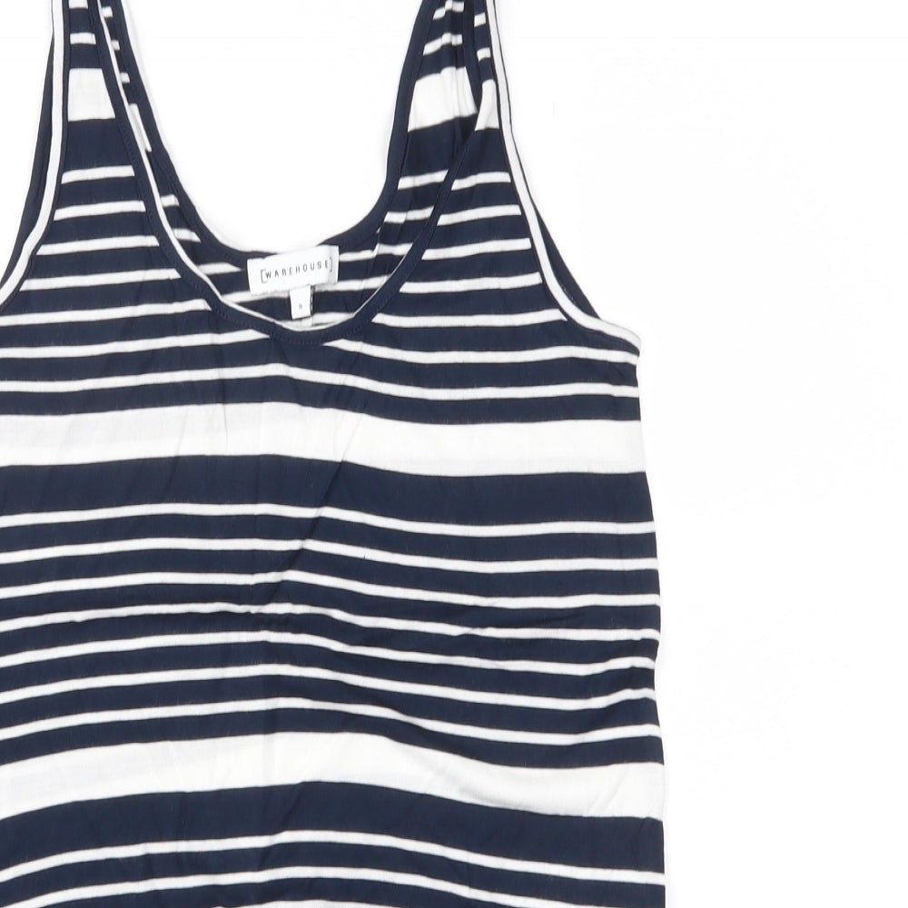 Warehouse Womens Blue Striped Jersey Basic Tank Size 8