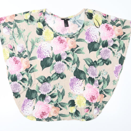 H&M Womens Beige Floral Jersey Basic Blouse Size S