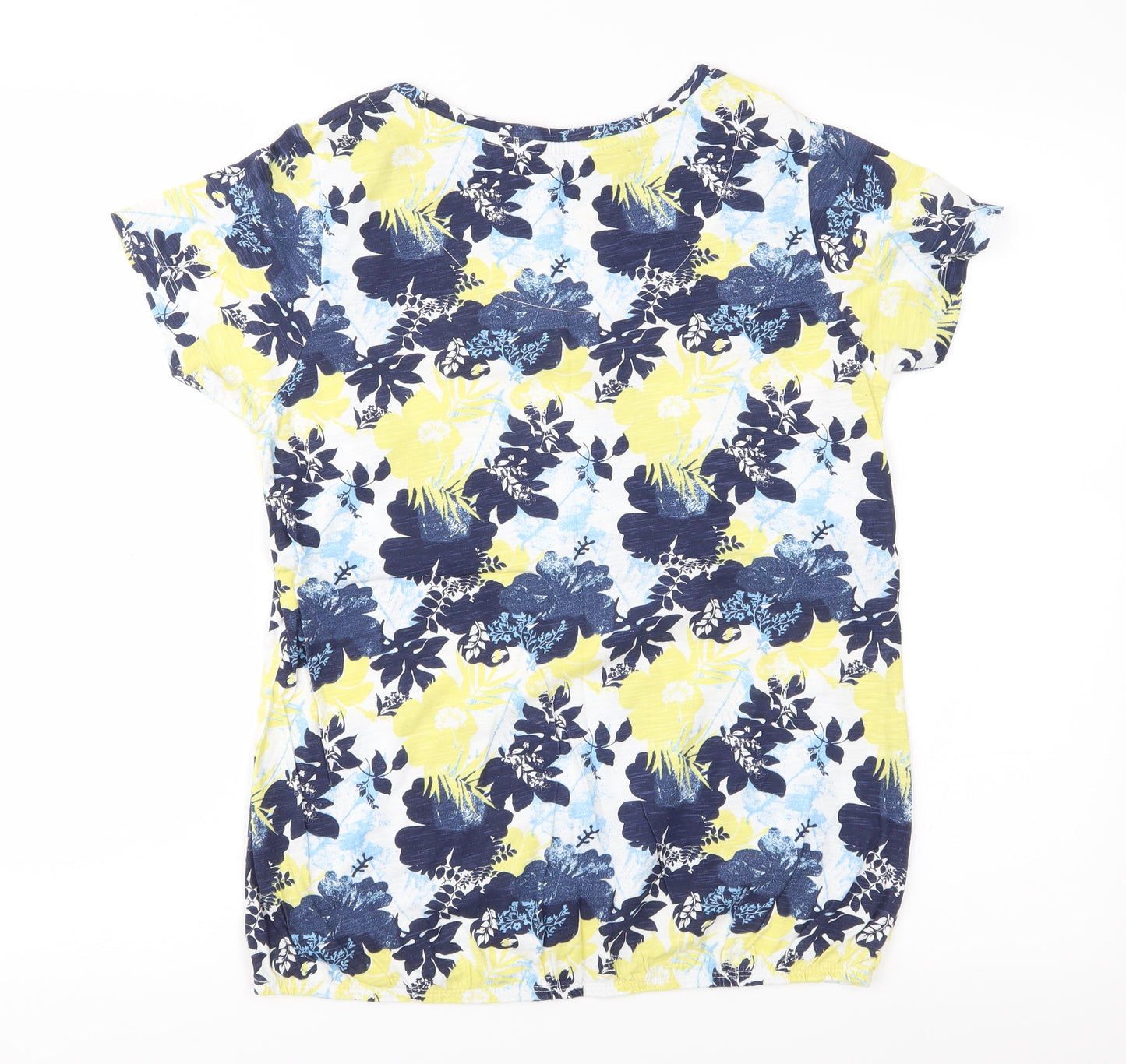 BHS Womens Blue Floral Jersey Basic T-Shirt Size 10