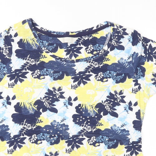 BHS Womens Blue Floral Jersey Basic T-Shirt Size 10