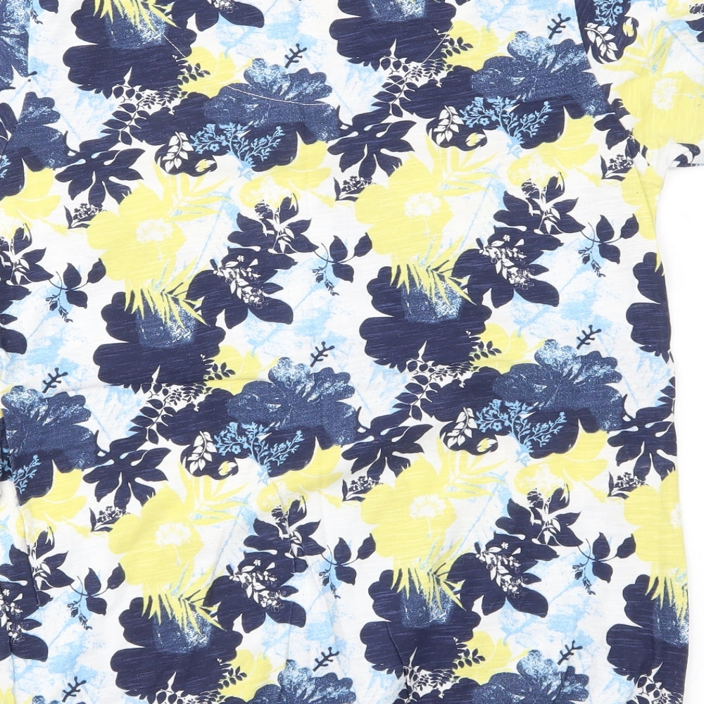 BHS Womens Blue Floral Jersey Basic T-Shirt Size 10
