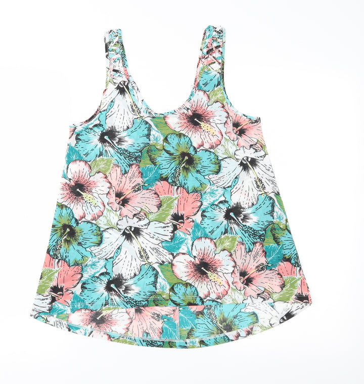 H&M Womens Green Floral Basic Tank Size XS